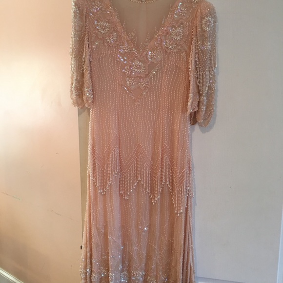 Dresses & Skirts - Roaring 20’s beaded dress. Rose colored size large